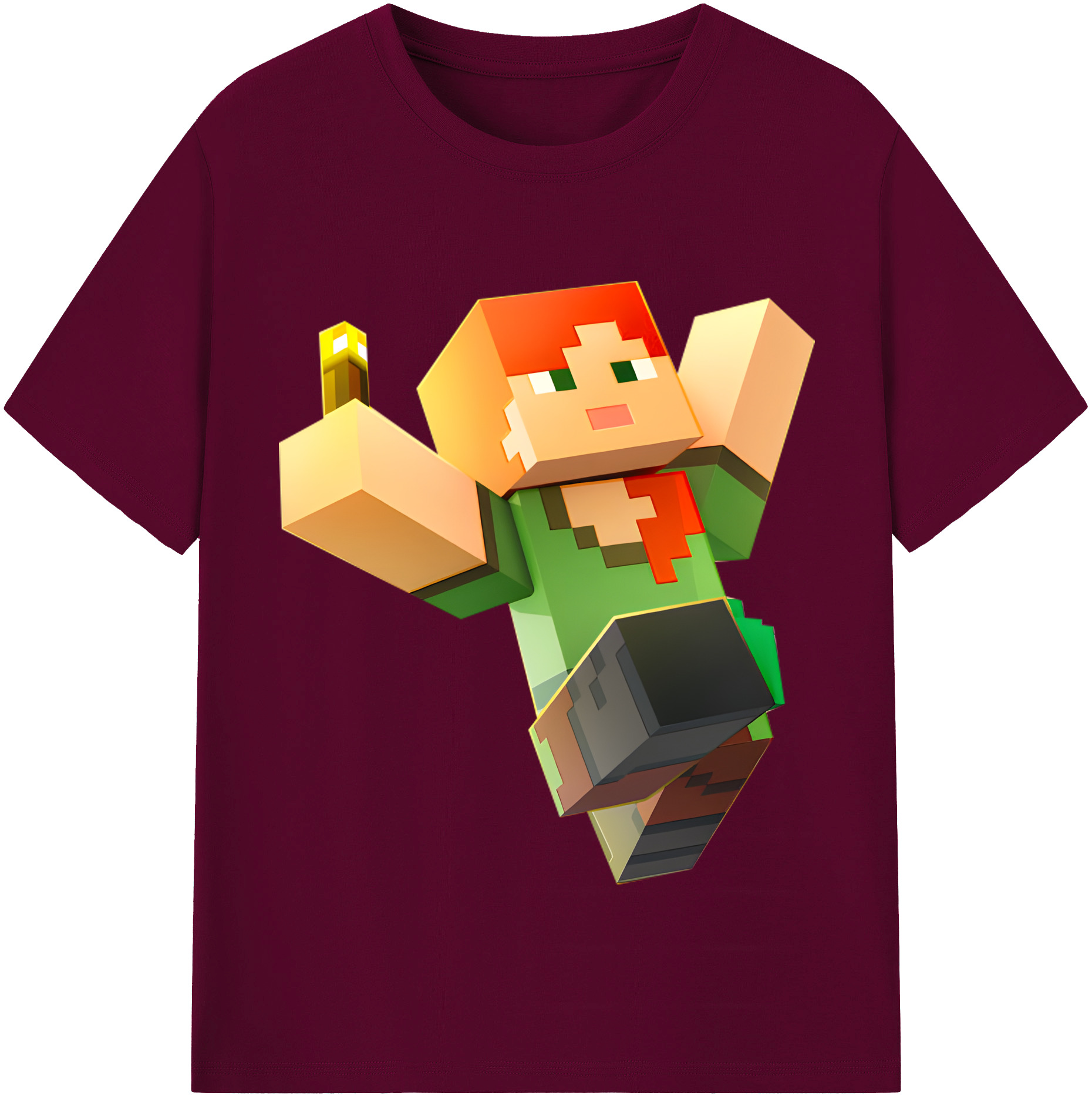 （画像用） マインクラフト ブロックの世界 Minecraft MC Block world レディースカジュアルプリントTシャツ（綿100％）